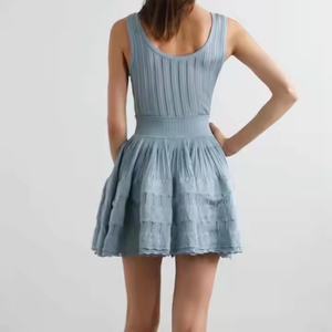 Nuevo Vestido de Otoño de Alta Calidad para Mujer, Estilo Dulce, Sin Mangas, Cuello Cuadrado, Lino, Mini Vestido Ajustado y Modesto - Product Image 3