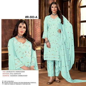 Costume Salwar pakistanais en matériau semi-cousu de nouvelle collection pour les festivals et les fêtes d'Inde - Product Image 2