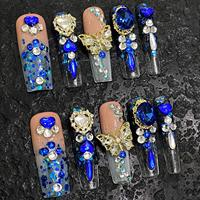 Haute qualité 10 pièces/ensemble luxe à la main presse sur les ongles longue amande oeil de chat brillant presse sur les ongles ongles en gros