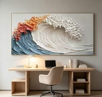 Pintura en Lienzo 3D con Textura de Olas del Océano, Paisaje Marino Abstracto en Relieve, Arte de Pared Horizontal para Decoración de Sala de Estar, Hotel, Venta al por Mayor