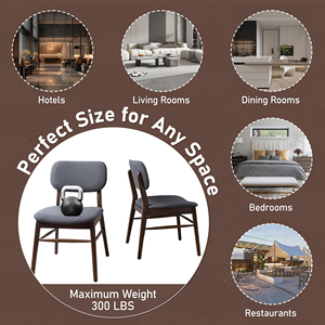 Chaise de salle à manger rembourrée en tissu de style moderne avec structure en bois d'hévéa convertible pour la maison, le bureau, l'hôtel, l'appartement, le salon - Product Image 5