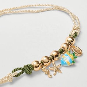 Pendentif en céramique coquillage et étoile de mer, petit poisson, style vacances d'été, en acier inoxydable plaqué or 18 carats, personnalisable DIY - Product Image 2