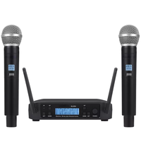 GLXD24 Système de microphones dynamiques à deux canaux UHF sans fil MIC à main Construction en plastique pour scène, église, mariage