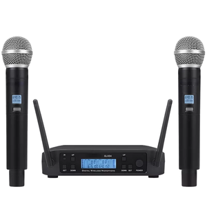 <span class=keywords><strong>GLXD24</strong></span> Système de microphones dynamiques à deux canaux UHF sans fil MIC à main Construction en plastique pour scène, église, mariage - Product Image 1