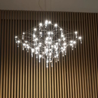 Lustre suspendu LED en acier inoxydable à hauteur réglable pour salon, îlot de cuisine, restaurant, bar à petit-déjeuner