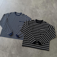 T-shirt surdimensionné pour homme de haute qualité, design personnalisé, taille personnalisée, t-shirt surdimensionné pour homme, rayé, manches longues avec poches