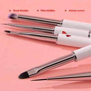 12 pièces/ensemble nouveau rose coeur métal poignée Nail Art brosse étiquette privée peinture UV Gel stylo sculpture stylo acrylique pour Nail Art - Product Image 3