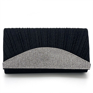 Bolso de mano brillante plisado con diamantes de imitación, bandolera, clutch, bolso de noche hecho a mano para fiesta - Product Image 1