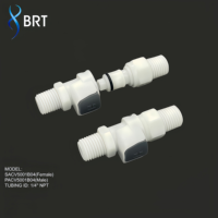 Raccord rapide en plastique avec valve intégrée BRT, filetage mâle 1/4 3/8, vannes d'arrêt pour pompes hydrauliques