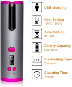 Inalámbrico girar pelo Rod eléctrico automático de Curling de hierro con revestimiento de cerámica <span class=keywords><strong>rizador</strong></span>/ - Product Image 5