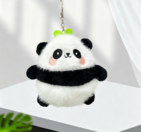 Porte-clés en peluche panda roux mignon, pendentif pour sac, animal en peluche doux avec anneau métallique