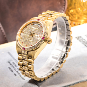 Reloj Mecánico Automático para Mujer MIGE, Caja de Oro Amarillo, Cristal de Zafiro, Esfera con Diamantes, 38 mm, Redondo, Analógico, de Lujo y Moda - Product Image 6