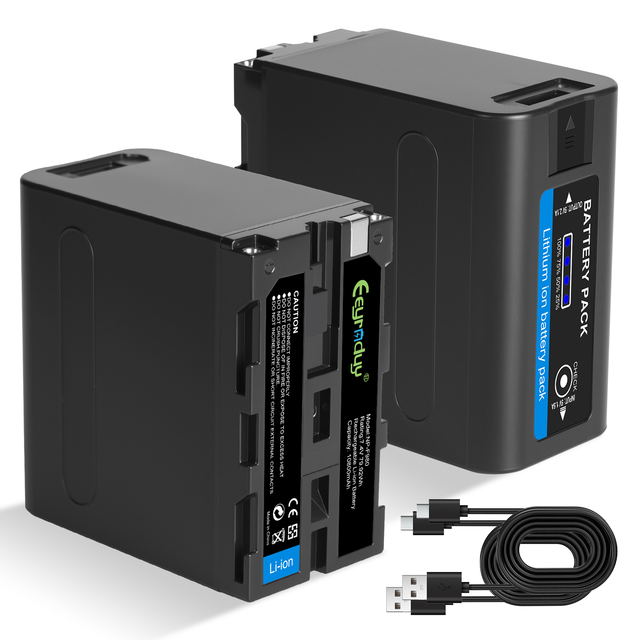 High-performance F980 battery 10800mAh 7.4V lithium-ion battery pack with charging port for professional cameras and lighting