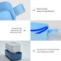 Boîte à lunch double couche pour enfants en plastique de qualité alimentaire, motif dessin animé, compatible micro-ondes, personnalisable avec logo, pour l'école et les activités extérieures