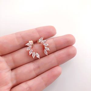 Sıcak toptan basit yaprak şekli kulak paletli kübik zirkon elmas kulak tırmanıcı küpe KC164-<span class=keywords><strong>M</strong></span> - Product Image 3