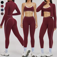 Ensemble de yoga respirant imprimé, style tendance, pour femmes, 3 pièces, vêtements de sport de plein air, avec logo sur le devant, spandex/nylon de haute qualité