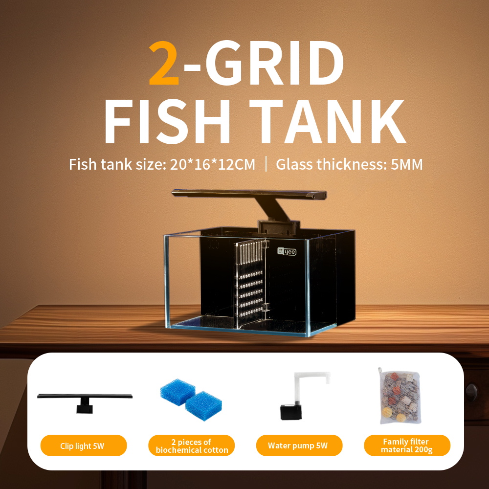 2 tanque de peces de partición + clip de tres colores luz 5W
