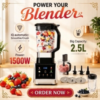 Mixeur Commercial HGM Robuste avec Fonction Jus de Fruits 8-en-1 pour Cuisine, Écran Tactile, OEM ODM