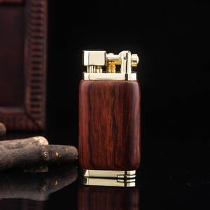 Briquet à huile métallique coupe-vent avec flamme nue, accessoire de fumeur, cadeau d'affaires pour garçons, avec design incliné pour pipe, portable - Product Image 3