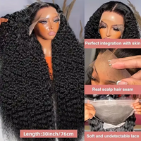 Perruques Lace Front HD 13x6 en Cheveux Humains, Densité 210%, Pré-épilées, Sans Colle, Bouclées Crépues, pour Femmes Noires, Cheveux Brésiliens