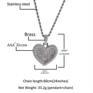 トレンディなハートバゲットCZペンダント18Kゴールドメッキネックレスハートジュエリー女性ファッションネックレス - Product Image 2