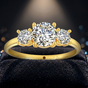 แหวนหมั้นเพชรโมอิสซาไนต์ ชุบทอง 14K แหวนแต่งงาน เครื่องประดับผู้หญิง แหวนเงินแท้ 925 - Product Image 3