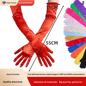 Guantes Largos De Satén Sin Dedos Para Mujer – Accesorios De Ópera, Bodas Y Fiestas Temáticas (48 Cm, Varios Colores)