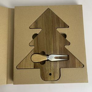 Platos de Madera de <span class=keywords><strong>Acacia</strong></span> Navideños con Envío Gratuito en EE. UU., Platos para Fiestas con Forma de Ciervo y Árbol, Platos de Cartón de Madera Natural - Product Image 5