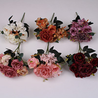 Bouquet de roses Hibiscus artificielles en soie, centre de table, décoration murale nuptiale, décoration intérieure, salon, bureau, mariage