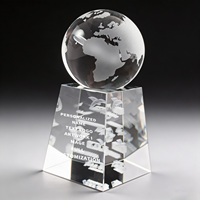 Neelpure 147532 Globe terrestre en cristal gravé sur mesure, thème technologique, cadeau d'entreprise, trophée de reconnaissance