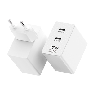 <span class=keywords><strong>Chargeur</strong></span> rapide GaN 77W avec ports double USB-C PD65W + QC 12W certifié CE ROHS pour les ordinateurs portables Chromebooks Notebooks Tablet PC Phones - Product Image 1