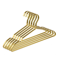 China Hanger Fabriek Gouden Aluminium Overhemd Hangers Platte Draad Metalen Rek Voor Jas Jasje
