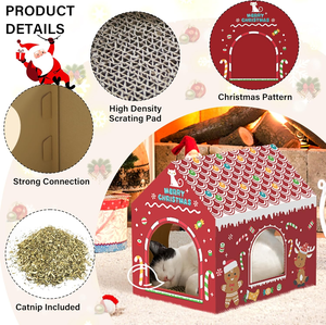 Cardboard <b>Cat</b> <b>House</b> <b>Scratcher</b>, Christmas <b>Cat</b> <b>Houses</b> for Indoor <b>Cats</b> Bunny&Kitten Hideaway <b>Cats</b> Scratching Playhouse - Product Image 4