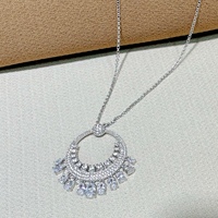 925 argent Sterling gland longue boucle d'oreille collier ensemble bijoux à la mode Zircon pour les femmes plaqué or pour les fêtes mariages cadeaux