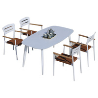 Ensemble table et chaises carrées modernes pour patio, mobilier d'extérieur en rotin, table de café pour restaurant, fête, appartement, parc, villa, atelier