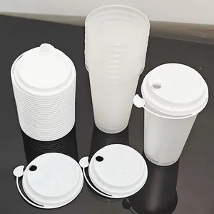 Copos de plástico transparente com tampa, copos descartáveis com tampa de palha para bebidas frias, milkshake, smoothie, café quente gelado, de 17 onças e 500 ml
