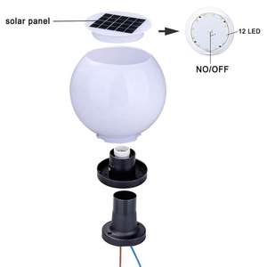IP65 Waterproof Security LED Solar Globe Lamp Alumínio Stainless Steel Gate Post para Outdoor Garden Plastic LED Pillar Lights - Product Image 6