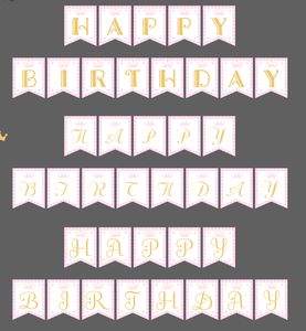 Festa di compleanno principessa forniture ragazza rosa e oro decorazioni per festa di compleanno con corona principessa striscione di <span class=keywords><strong>buon</strong></span> compleanno - Product Image 3