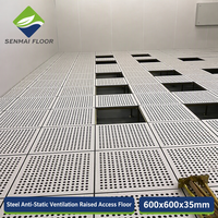 Plancher surélevé moderne entièrement en acier, antistatique, ventilé à 48 %, panneau d'accès perforé, capacité de charge de 200 kg pour le refroidissement des salles informatiques