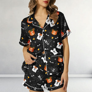 2026 New Funny Cartoon <strong>Halloween</strong> Christmas Pajamas Two Piece Plus Size Satin Cotton <strong>Pyjamas</strong> Custom Women Unisex <strong>Adult</strong> Kids Pjs - Product Image 1