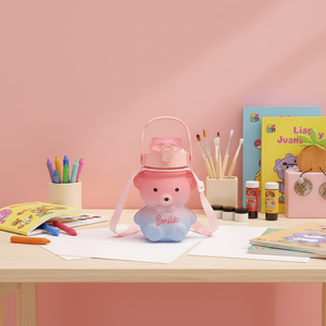 Botol Minum Plastik Grosir Motif Beruang Gradasi 700ml Lucu untuk Anak-anak, Botol Air Portabel untuk Kembali ke Sekolah, Olahraga Luar Ruangan, Anti Bocor, Kotak Hadiah - Product Image 6