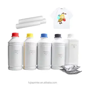 Tinta CMYK + transparente FTS con película PET FTS, impresora de inyección de tinta, tinta de transferencia DTF FTS para impresión de camisetas textiles