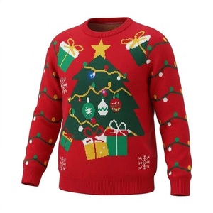 Custom Pattern Light up Christmas Sweater, 2026 Jacquard Knit LED <strong>Jumper</strong> for <strong>Men</strong> Women Plus Size - Product Image 5