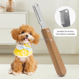 Peine de herramienta de aseo especial para <span class=keywords><strong>perros</strong></span> de carreras Schnauzer Bull Terrier, cepillo de aseo para mascotas con mango de madera de estilo clásico - Product Image 1