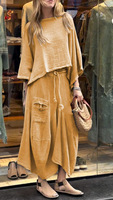 Nouvelle arrivée Mode 2 pièces tenues d'été hauts à col rond et jupe Maxi ensembles de robes