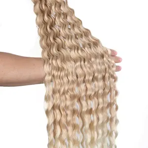 Rebecca Water Wave Hair Bundles Weave Ombre Blonde 22inch Heat Resistant Fibre Synthetic Curly Hair Extensions