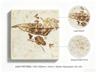 Carrelage mural en céramique Lance Leaf Tile 100x100mm, imprimé à la main, motif feuille allongée, pour crédence de cuisine