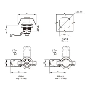 Bouton d'aile serrure à came industrie armoire électronique loquets quart de tour