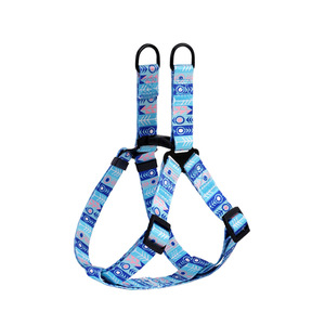 Dog <b>Chest</b> Harness Adjustable Blue Patterned Pet Walking Gear - Product Image 1