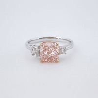 Anelli di fidanzamento semplici a 4 griffe con gambo dritto e taglio a cuscino in oro rosa bianco 18 carati con diamante rosa da laboratorio per donna, anello con diamante coltivato in laboratorio